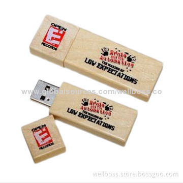Wooden/Bamboo USB Flash Drive with 2.0 Interface, Logos Can be Made Using Laser Technique/Printing